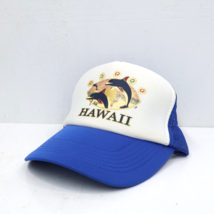 Vtg Hilo Hattie Hawaii Mesh Back Trucker Hat Blue White Dolphins One Size - $15.12