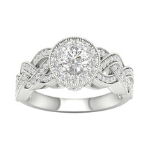 14K White Gold 1 1/4ct TDW Diamond Halo Crossover Shank Ring - £2,062.33 GBP