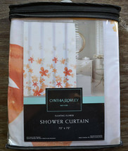 Cynthia Rowley Floating Flower Shower Curtain Floral Orange and White - £26.70 GBP
