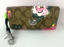 Coach Eyeglass Sunglass Case C5708 Signature Brown Floral Pink Turn-lock... - $84.14