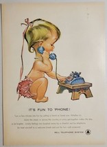 1958 Print Ad Bell Telephone System Baby Girl Talks on the Phone - £12.18 GBP