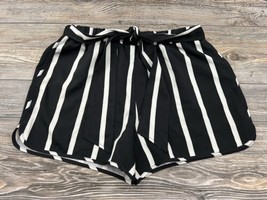 Venus Dress Shorts Black/White Stripe Waist Tie Elastic Waist Pull-On ~M... - £10.56 GBP