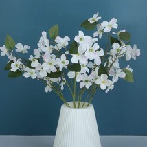 Liucogxi 4 Pcs Dogwood Flowers Floral Arrangements Artificial Silk Bouquet White - £26.31 GBP