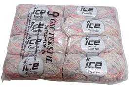 ICE Yarns 8 Skeins Palermo Cotone 57260 Light Pink, Lilac, White - £27.65 GBP