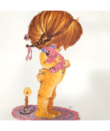 1970s Little Girl Bear Bedtime Wall Art Print Child Sleep Over 11 x14 Li... - $4.65
