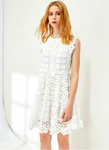 Designer Women White V-Back Floral Lace Crochet A Line Dress 8 10 AUS STOCK - $59.99