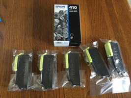 Genuine Epson 410 Black &amp; 410 CYAN LOT Set OEM 6 Ink Cartridges SEALED NEW - £55.38 GBP
