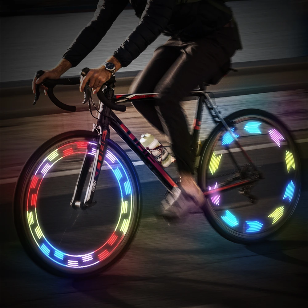 Waterproof 14 LED Bike Wheel Light 30 Models 7 Color Shock Bicycle Tire Valve - £10.70 GBP
