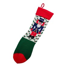 Vintage Soldier Christmas Stocking Crochet Nut Cracker Red  - £19.51 GBP