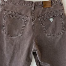 Vintage 1980s Guess Jeans Men 36x28 Brown Triangle Logo Double Button US... - £23.73 GBP