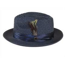 Men's Summer Spring Braid Straw style Hat by BRUNO CAPELO JULIAN JU907 Navy image 5