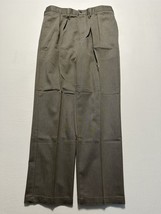 NWT Deadstock Roundtree &amp; Yorke 34 x 30 Taupe Textured Twill Pleated Trousers - $34.99