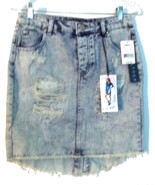 Tinseltown Distressed Denim Skirt Faded Blue Jean Denim Hi-lo Skirt NWT$... - £21.62 GBP