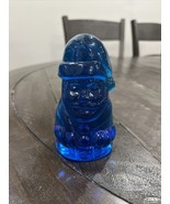 BLENKO Holiday Turquoise Blue Santa Christmas Glass Paper Weight - $79.19