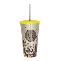 Starbucks Fingerprint Paint Silver Yellow Stainless Steel Tumbler Cold Cup 16oz - £72.87 GBP