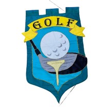 Vintage Golf Double Sided Outdoor Yard Flag Length 46&quot; Width 30 &quot; Yellow... - $23.11