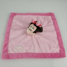 Disney Security Blanket Minnie Mouse Brown Ears Polka Dot Bow Rare Pink Flaw - $19.79