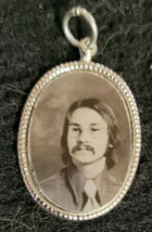 Vintage Photo of Man Pendant &quot; Silver Tone&quot; Black And White - £11.79 GBP
