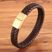 Fashion Jewelry Combination Brown Color Leather Stainless Steel Buckle Men Brace - £12.62 GBP