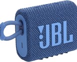 The Jbl Go 3 Eco Is A Blue Portable Speaker With Bluetooth,, Resistant F... - $51.98