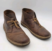 Clarks Originals 10 Desert Chukka Boots Brown Leather Beeswax Lace Up Dr... - $619.59 MXN