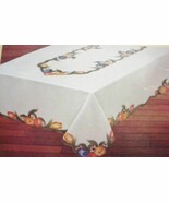 FANCO Tablecloth 60x90 Painted And Stiched Multicolor Tulips, Cream, New... - $931.52 MXN