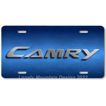 Toyota Camry Text Inspired Art Gray on Blue FLAT Aluminum Novelty Licens... - $17.99