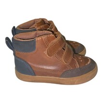 Cat & Jack Toddler Boots Size 6 Brown Navy High Top Sneakers Shoes image 3