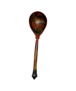 Handpainted Wooden Spoon Folk Art Vtg Brown Red Gold Fruit READ Kitschy ... - £14.76 GBP
