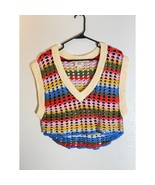 BDG M Colorful Crochet Knit Sweater Vest Retro V-Neck - $342.91 MXN