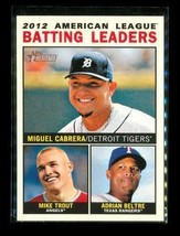 2013 Topps Heritage Batting Leaders Baseball Card #8 Cabrera Trout Beltre - £7.81 GBP