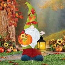 Solar Fall Harvest Gnome Garden Stake w/ Timer Thanksgiving Halloween La... - £15.61 GBP