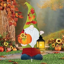 Solar Fall Harvest Gnome Garden Stake w/ Timer Thanksgiving Halloween Lawn Decor - £15.70 GBP