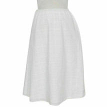 Eileen Fisher White Cotton Dobby Voile Textured Stripe Flare Skirt L - £64.09 GBP