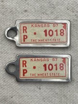 Kansas 1957 License Plate Keychain DAV Disabled Veterans Tag FOB Lot Of 2 - £22.29 GBP