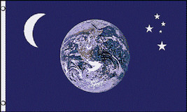 Earth Moon &amp; Stars Flag 3X5 Feet Planet World Astronomy Universe New 100D - £10.97 GBP