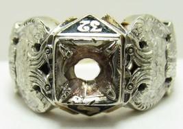 14k Yellow White Gold Masonic 32 Degree Freemason Ring Sz 10 No 1ct Ston... - $899.99