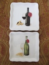 Set/2 Effetti d Arte Wine Appetizer 7&quot; Square Plates Handmade in Italy Scalloped - £23.97 GBP
