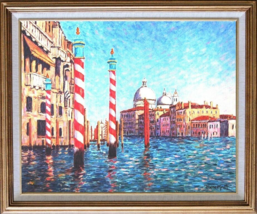 Diane Monet-Candy Canes of Venice-Framed LE Giclee/Canvas/Hand Signed/Num&#39;d/LOA - £223.08 GBP