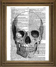 Vintage Diccionario Libro Página Estampado: Muerte Calavera Antiguo Pluma Y Ink - £5.07 GBP