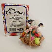 Mary’s Moo Moos &quot;Cow Lickin good&quot; Cow /w fruit backet Figurine 1995 142905 QAKLR - £5.48 GBP