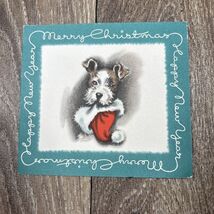 Vintage Folded Christmas Holiday Card “Merry Christmas” Jack Russell Ter... - $5.59 CAD