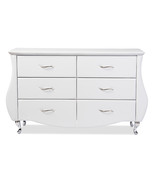 Mistral White Faux Leather 6-Drawer Dresser w/Stailess Steel Legs - $13,825.11 MXN