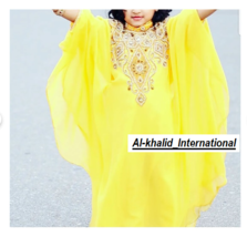 Yellow Georgette Kids Dress Moroccan Wedding Dubai Special Kaftan Ramada... - £48.11 GBP