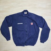 Barbarian Rugby Wear Mens Navy Blue Full Zip Jacket USA Shield Cotton Large - $49.49