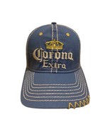  Corona Extra Spell Out Stitched Adjustable Hat Cap Blue White Yellow USA - £15.24 GBP