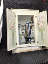 Vintage Mirror With Floral Doors Wall Hanging Wood Hand Painted Unique Decor EUC - £102.06 GBP