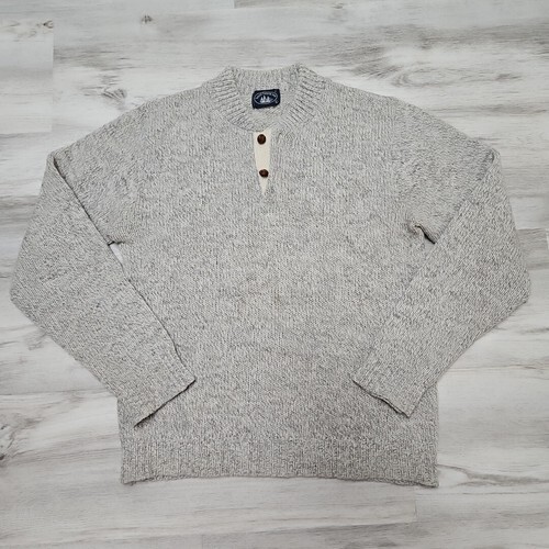 Vintage Boathouse Row Sweater Mens Size L Beige Wool Blend Fisherman USA Grandpa Item image 4