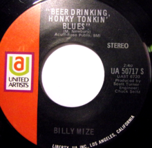 Billy Mize-Beer Drinking, Honky Tonkin&#39; Blues-45 rpm-1957-EX - £11.90 GBP