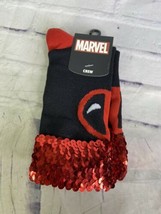 Marvel Deadpool Logo Sequin Cuffed Novelty Socks 1 Pair Womens Shoe Size... - £8.32 GBP